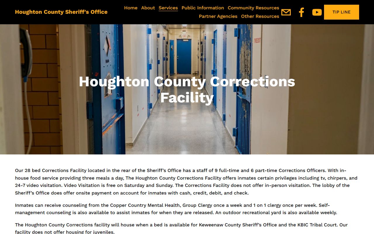 Houghton County Corrections Facility Keweenaw County inmate housing source page