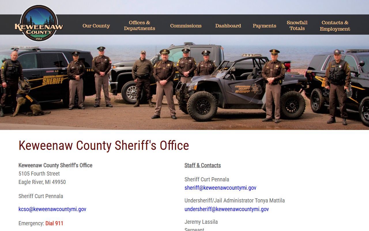 Keweenaw County inmate population sheriff lockup page